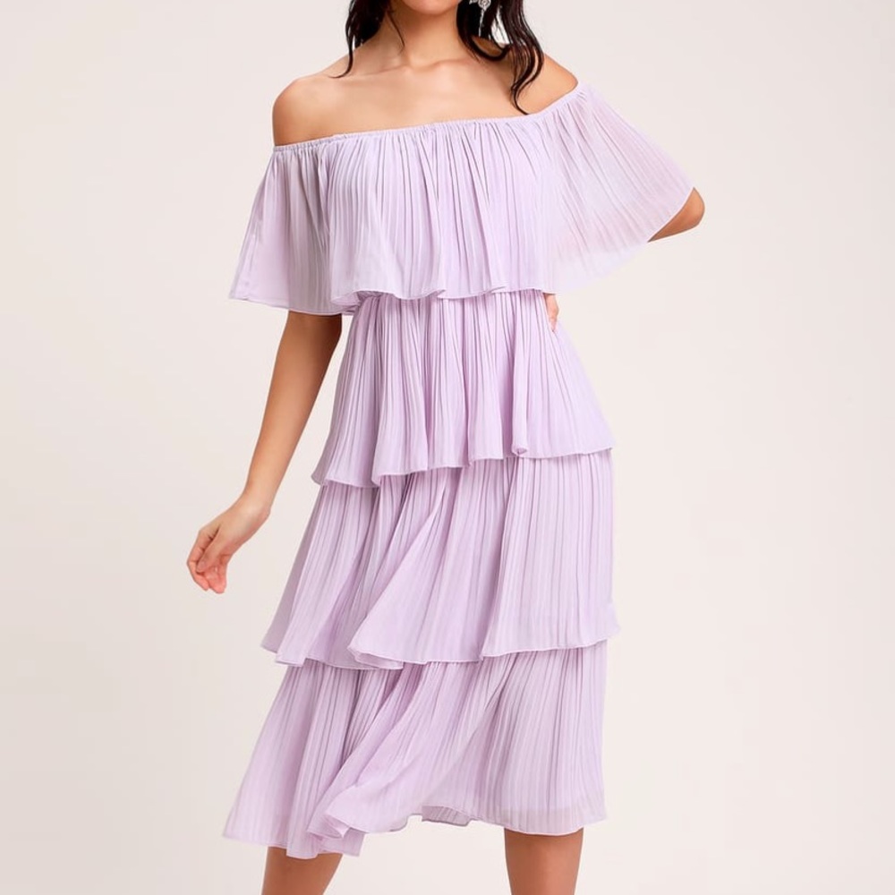 Lilac midi tiered dress